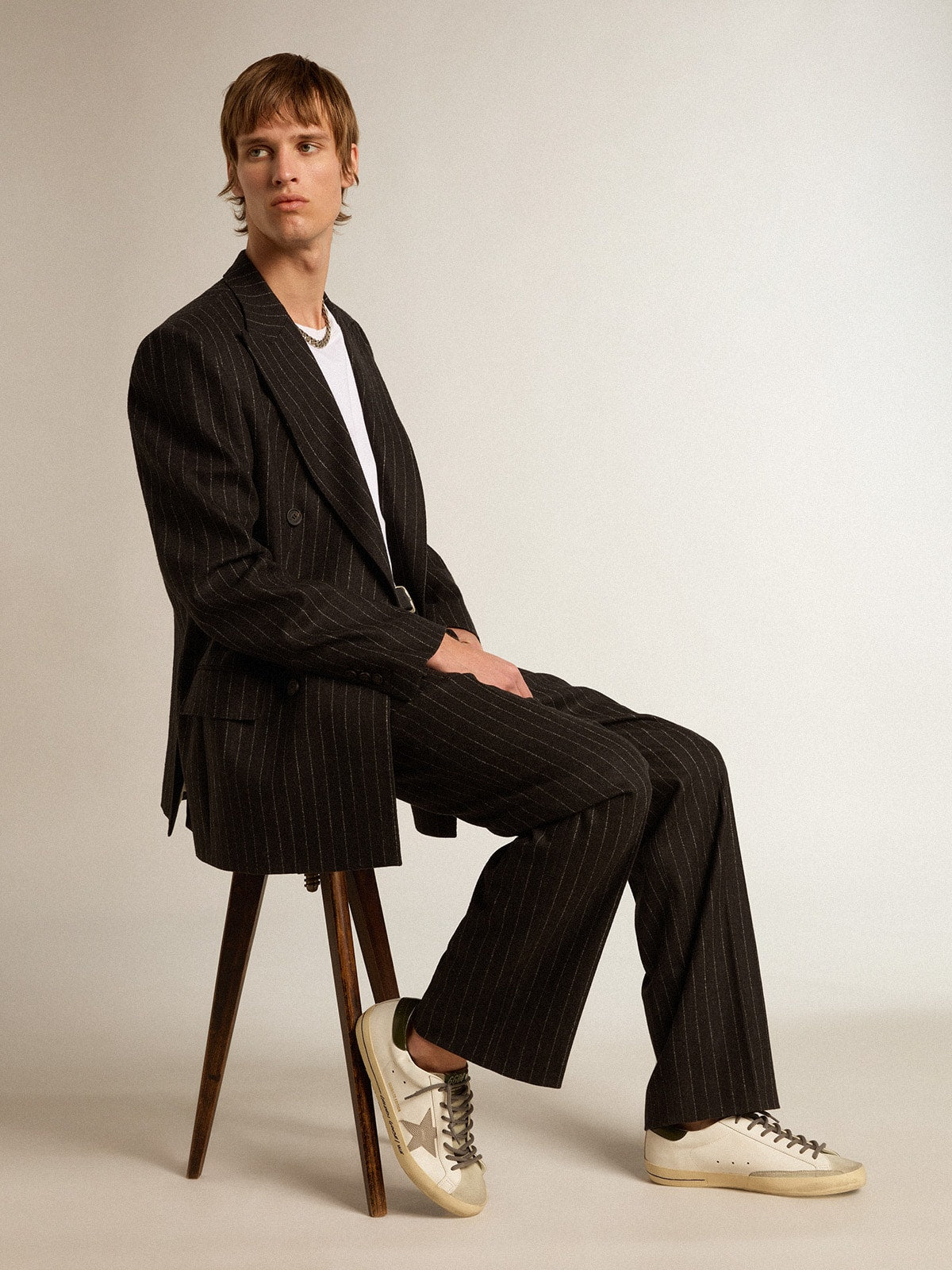 Super-Star LTD with croc-print star and green heel tab| Golden Goose