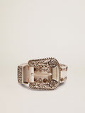 Women's belt in white leather with colored studs| Golden Goose
