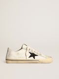 V-Star in white nappa leather with a black glitter star| Golden Goose