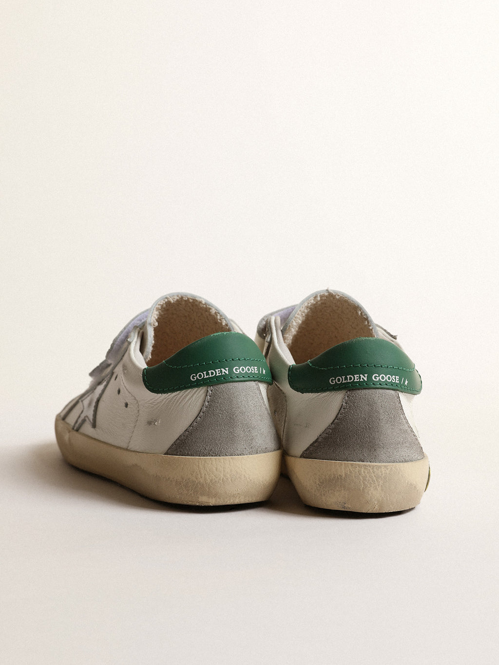 Old School Teen with metallic leather star and green heel tab| Golden Goose