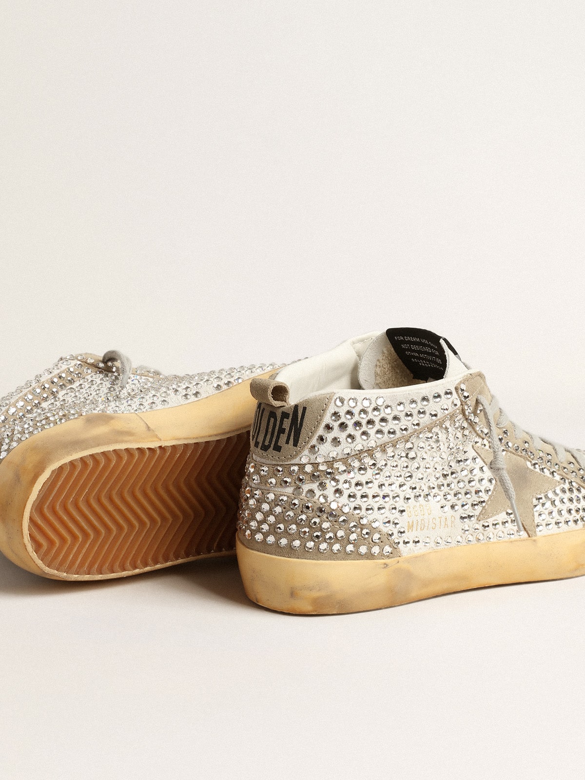 Women's Mid Star in white and dove-gray suede with Swarovski crystals| Golden Goose
