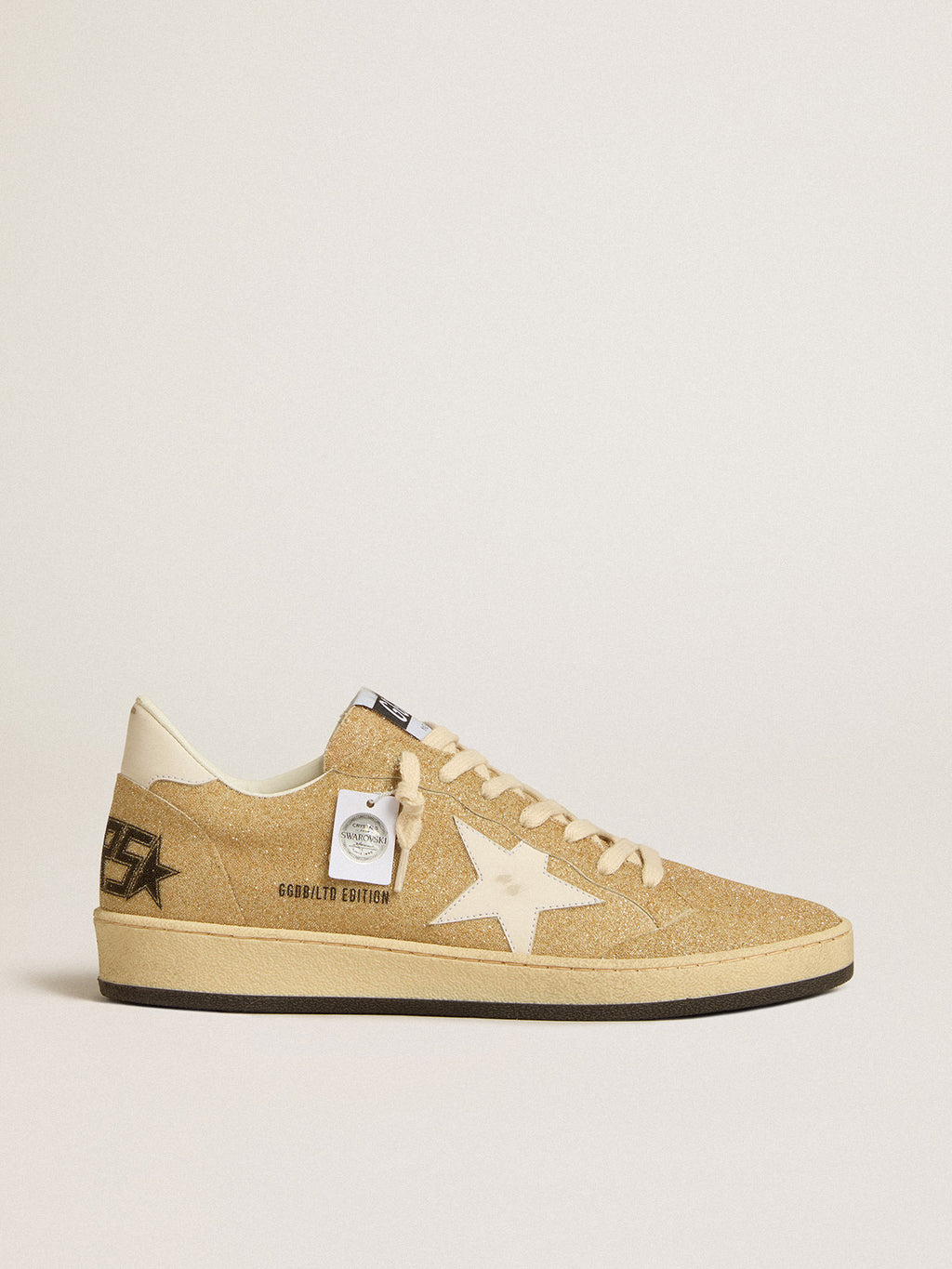 Ball Star in golden Swarovski crystals with milk-white leather star| Golden Goose