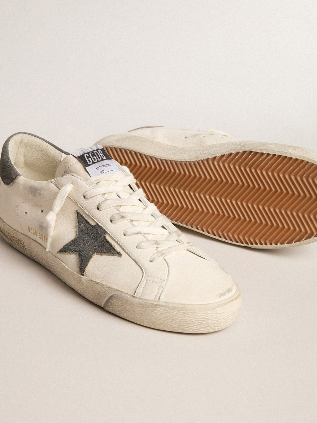 Men's Super-Star in nappa with gray suede star and heel tab| Golden Goose