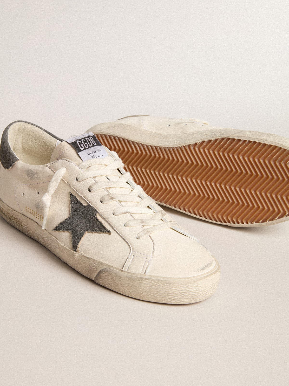 Men's Super-Star in nappa with gray suede star and heel tab| Golden Goose