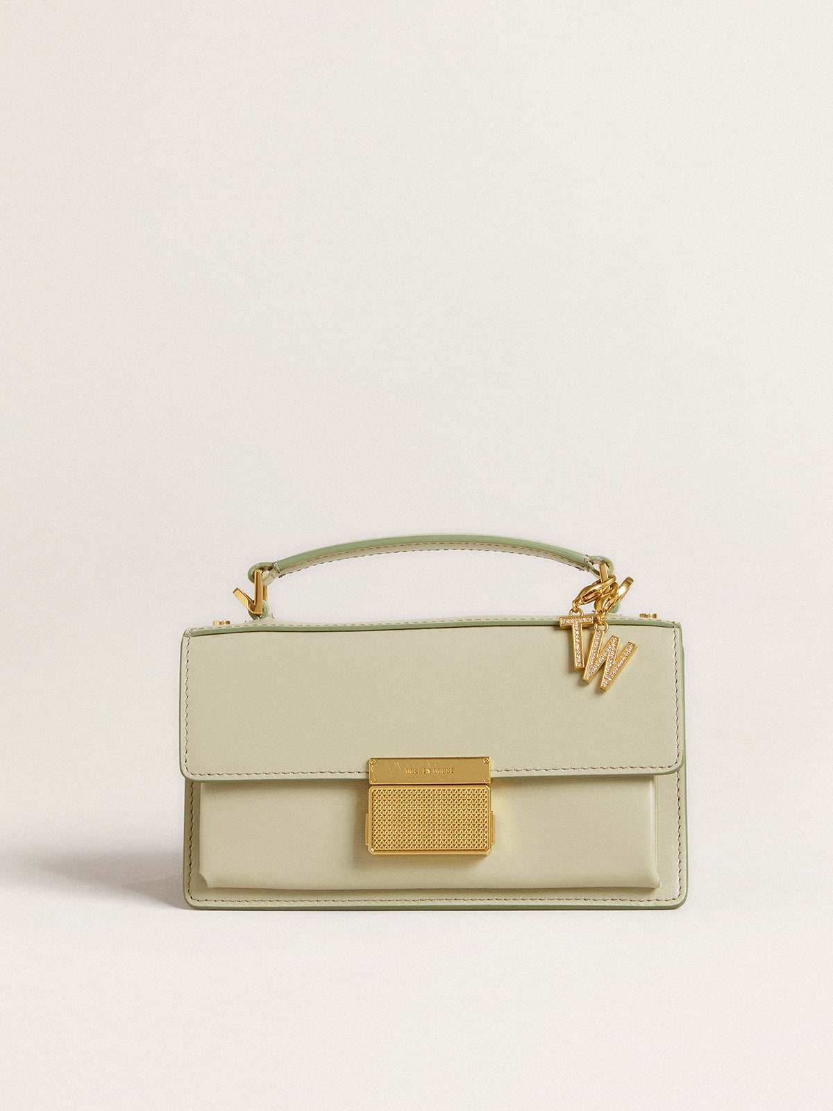 Letter T charm in gold-colored brass with crystals| Golden Goose