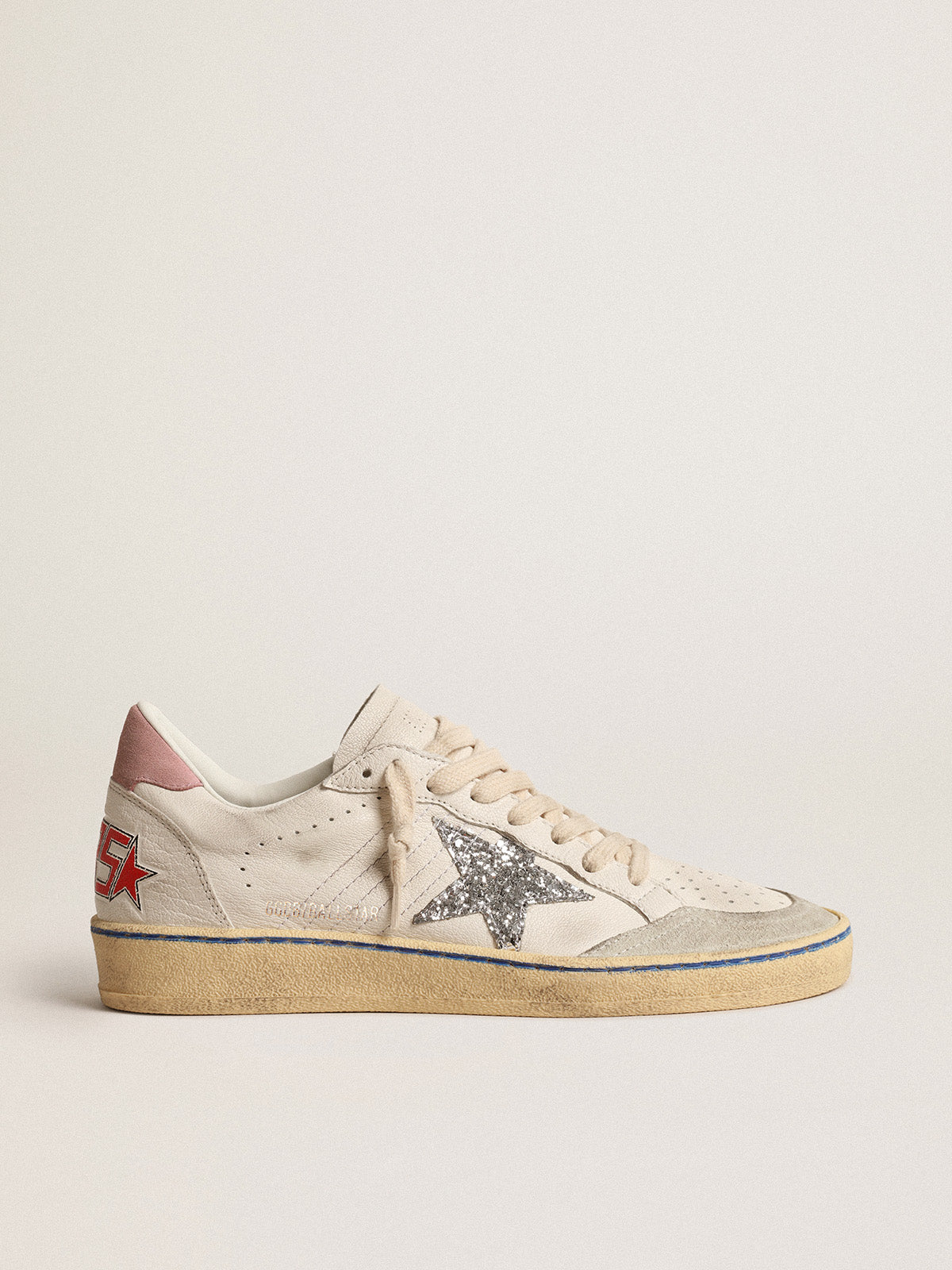 Ball Star LTD with glitter star and pink suede heel tab| Golden Goose