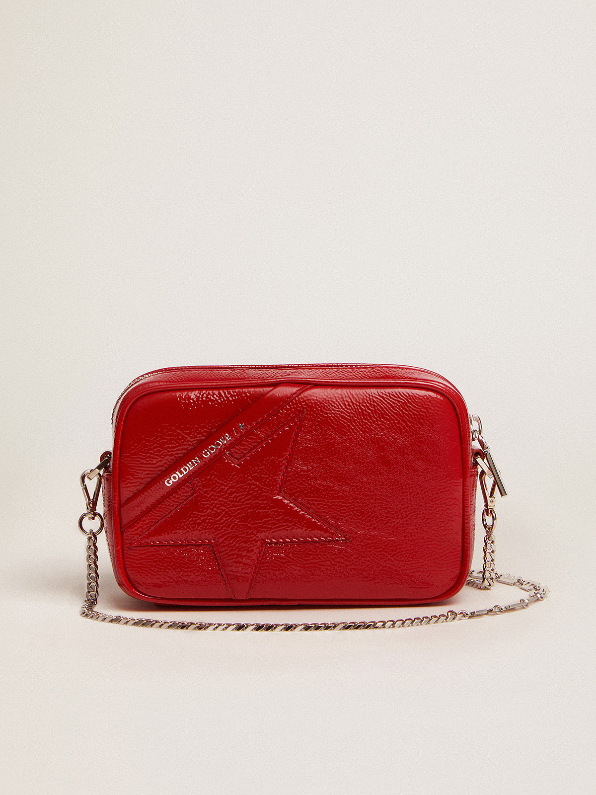 Women's Mini Star Bag in red painted leather with tone-on-tone star| Golden Goose