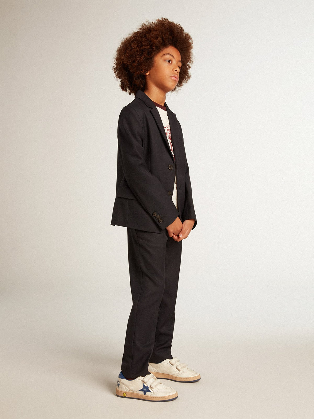 Boys' pants in dark blue wool| Golden Goose