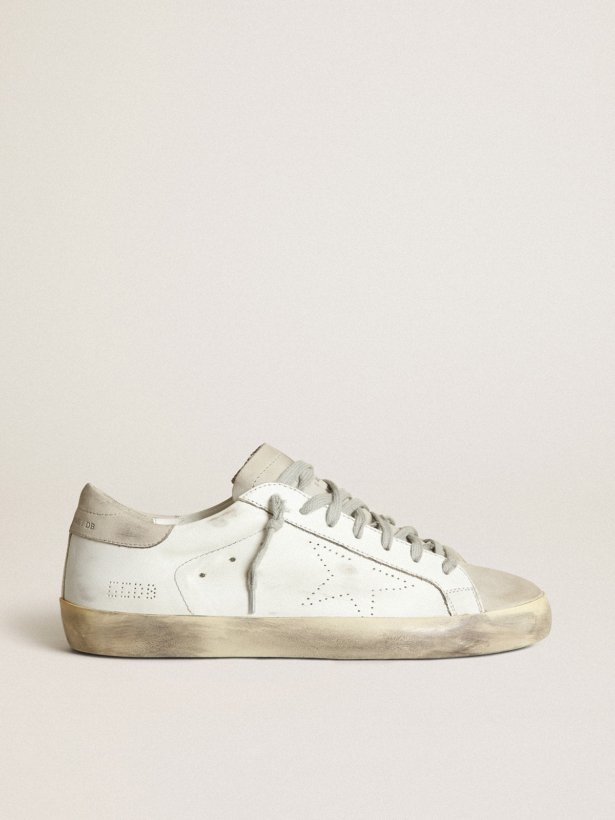 Men's Super-Star with perforated star and ice-gray heel tab| Golden Goose