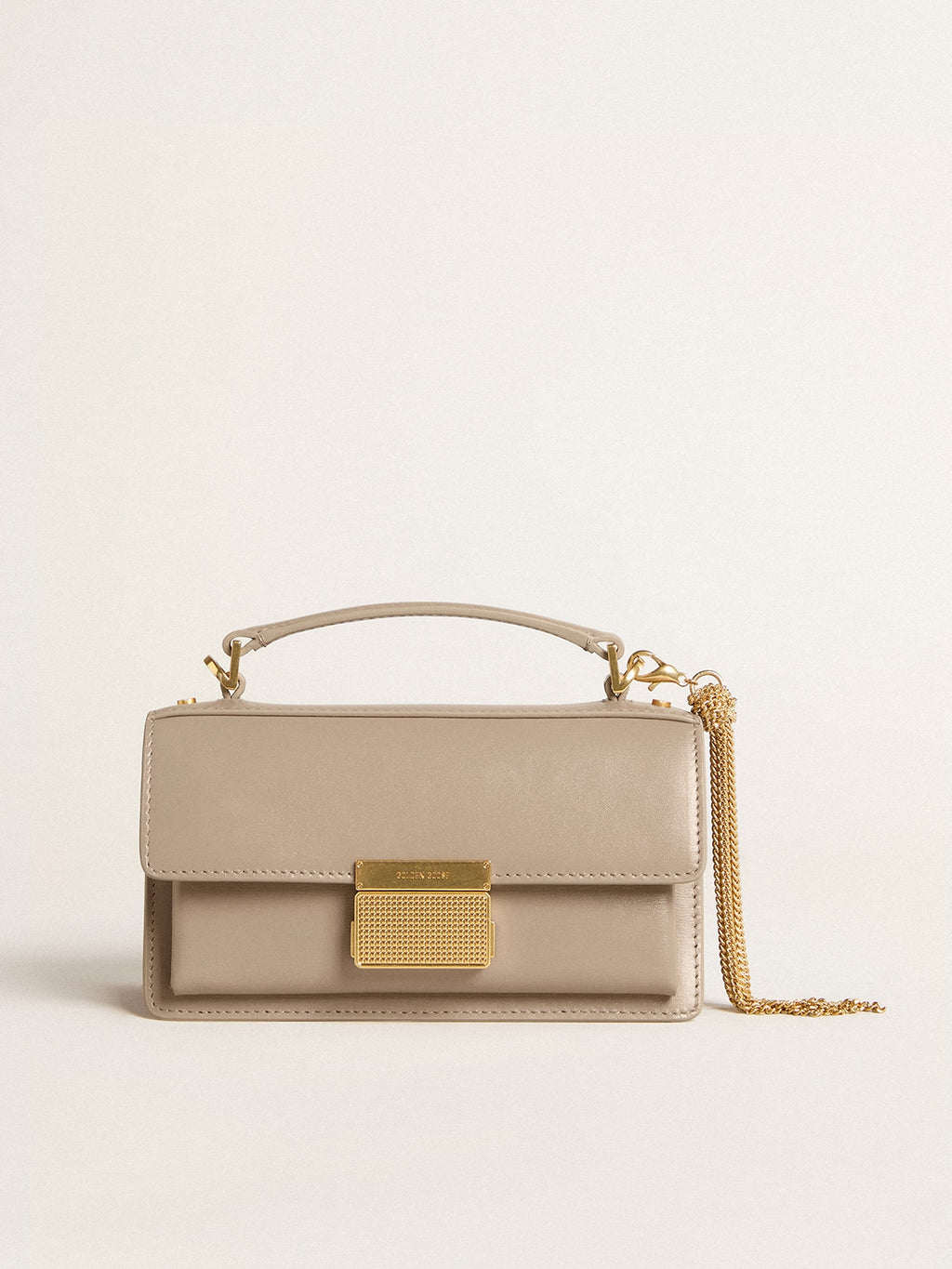 Small Venezia Bag in beige boarded leather with gold details| Golden Goose