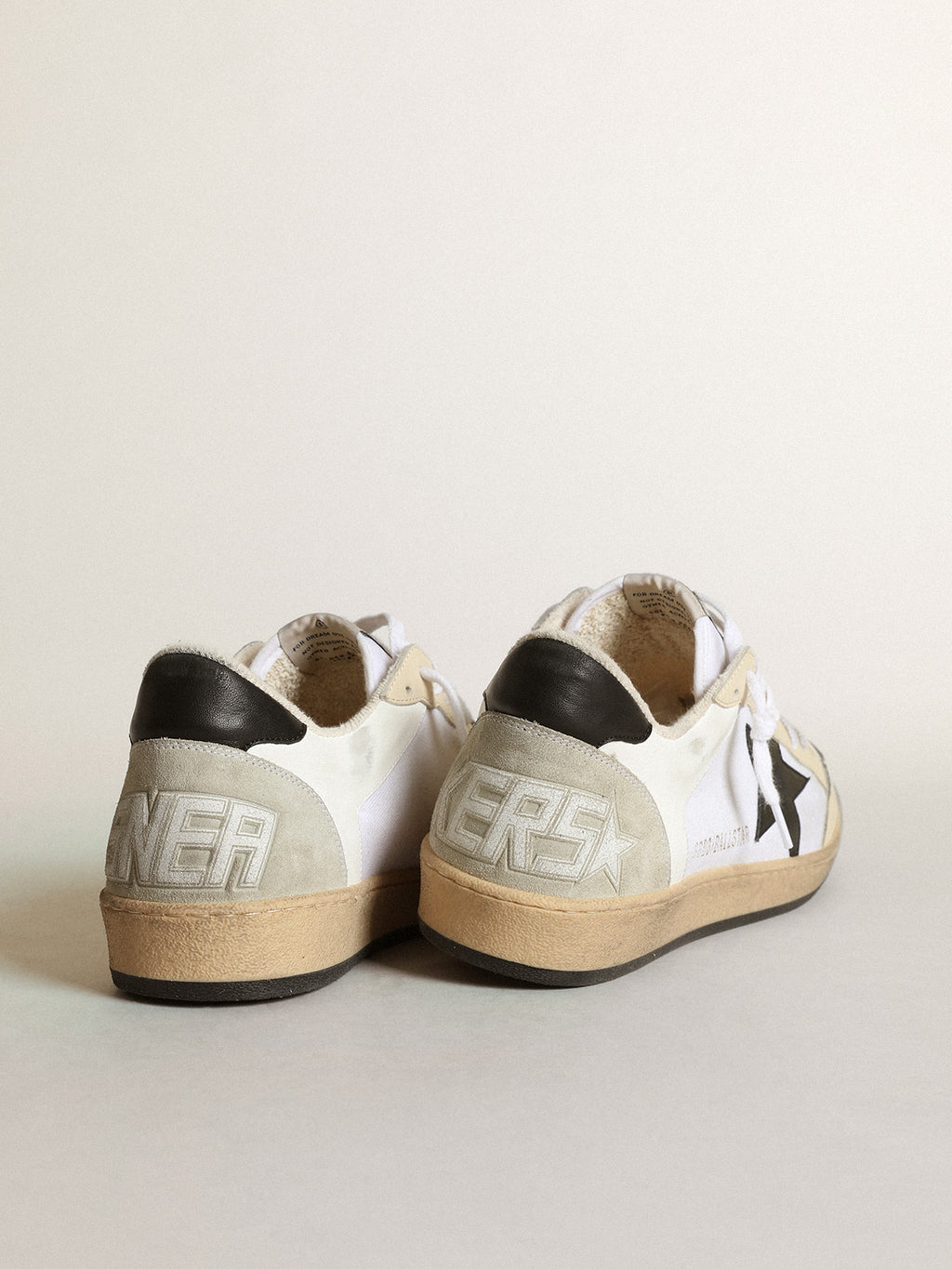 Men's Ball Star in canvas and white leather with ivory inserts| Golden Goose