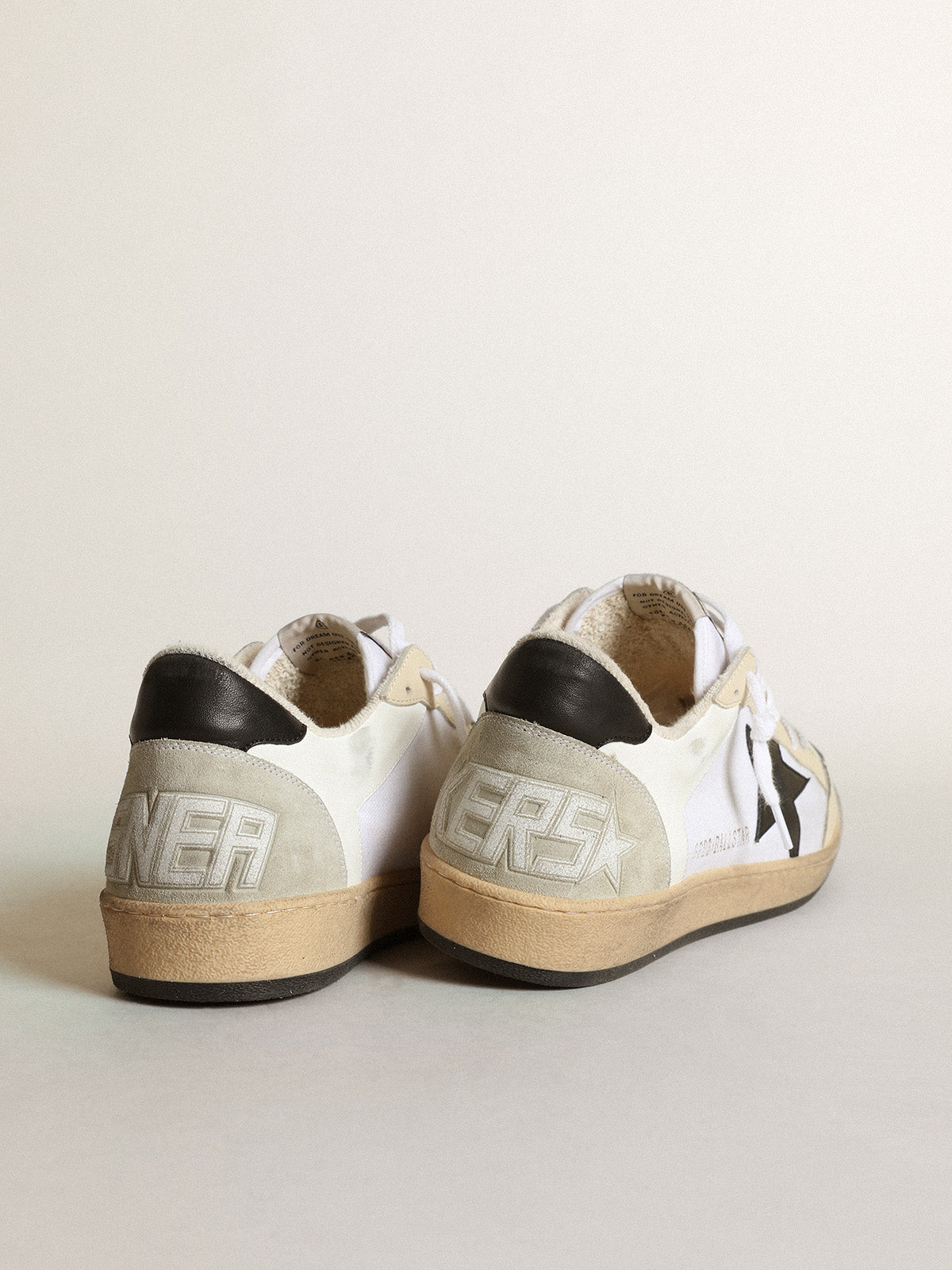 Men's Ball Star in canvas and white leather with ivory inserts| Golden Goose