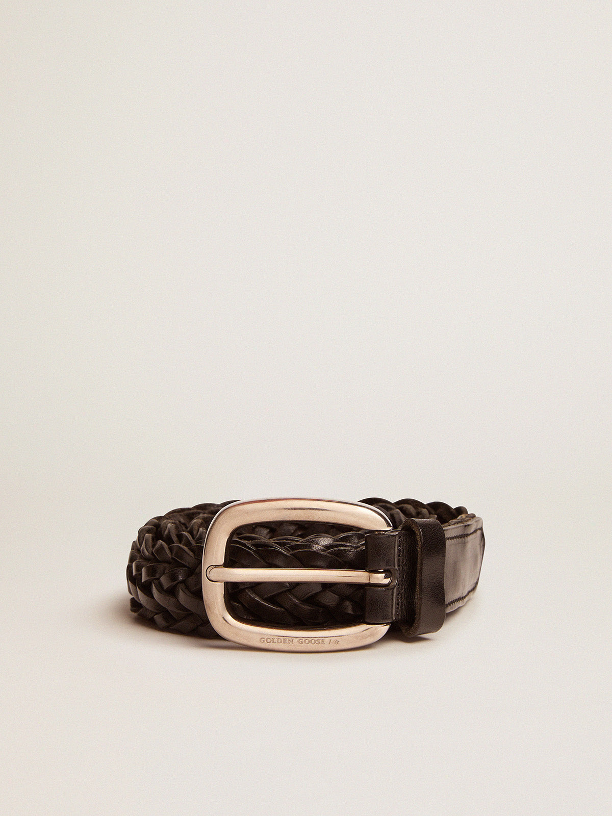 Men's black leather belt| Golden Goose