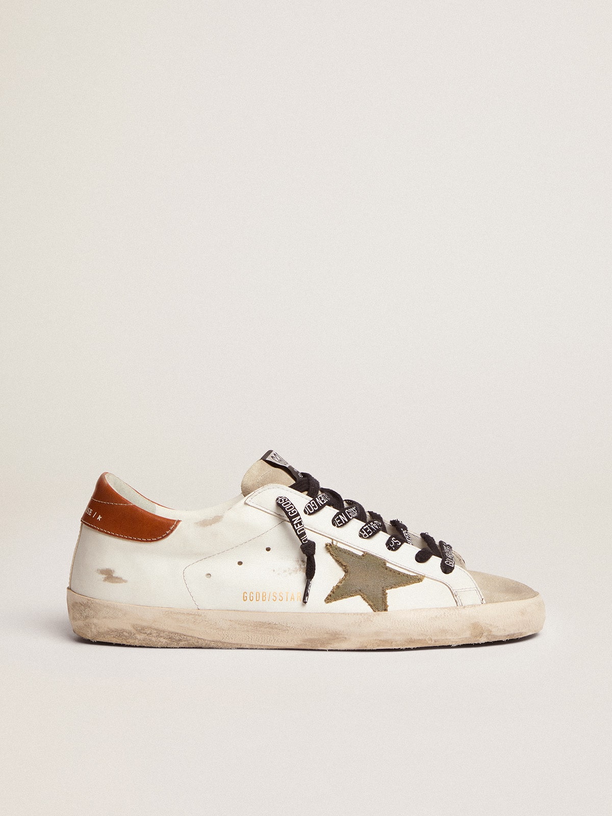 Men's Super-Star with star in olive green canvas| Golden Goose