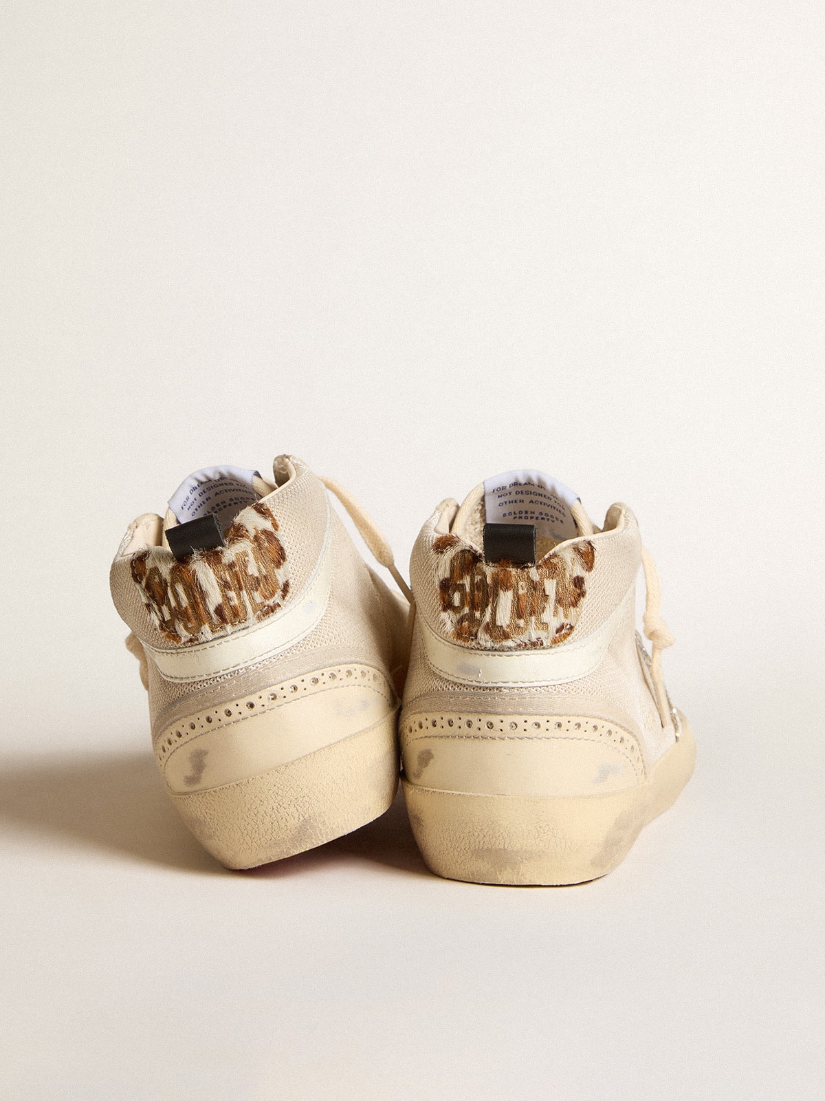 Women's Mid Star in mesh with platinum glitter star and white leather flash| Golden Goose