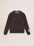 Women's anthracite gray sweatshirt with crystals| Golden Goose