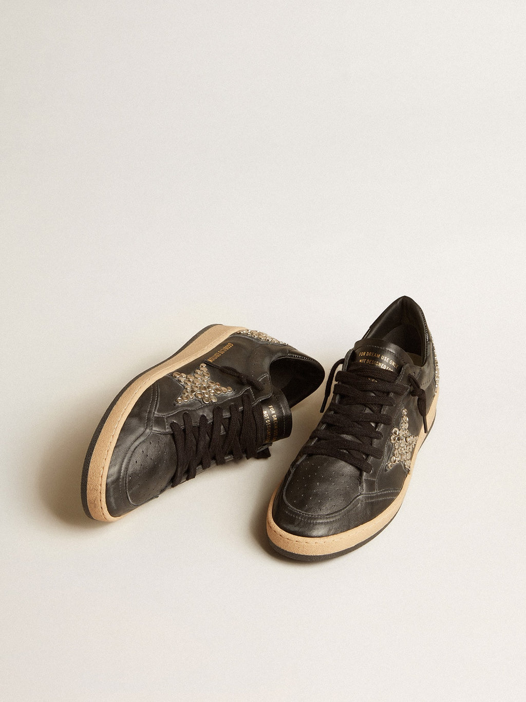 Men's Ball Star LAB in black nappa with studded black leather star| Golden Goose