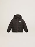 Black jacket with hood and maxi star on the back