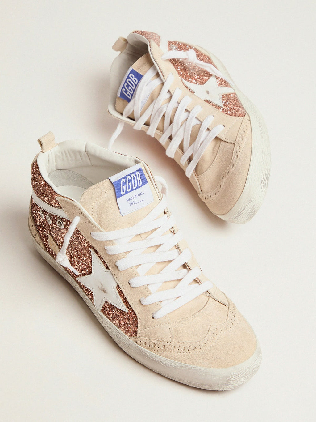 Women's Mid Star with pink glitter| Golden Goose