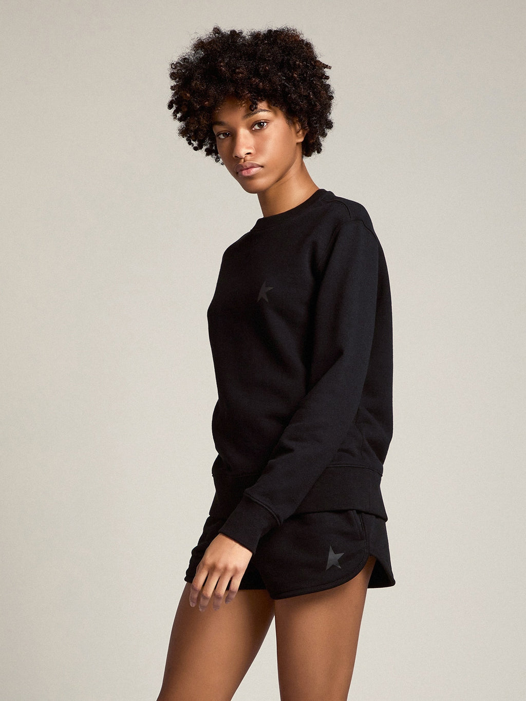 Women's black shorts with tone-on-tone star| Golden Goose