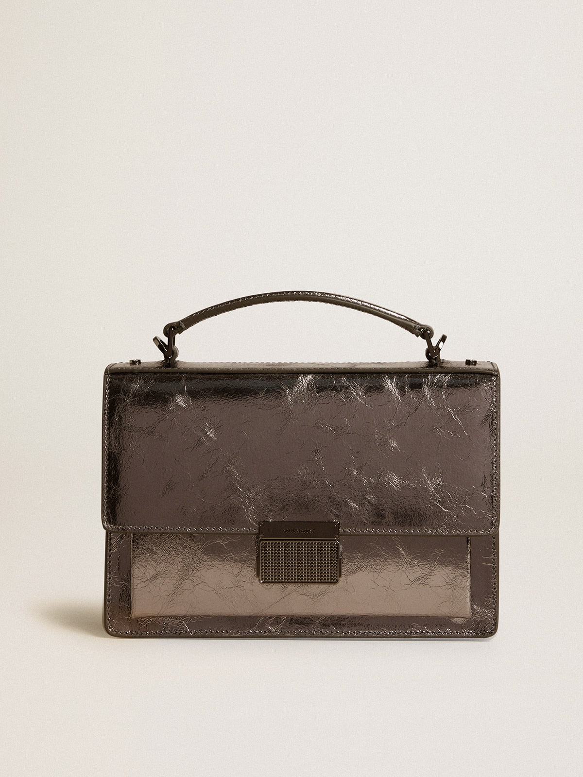 Venezia Bag in anthracite-gray metallic leather with black details| Golden Goose