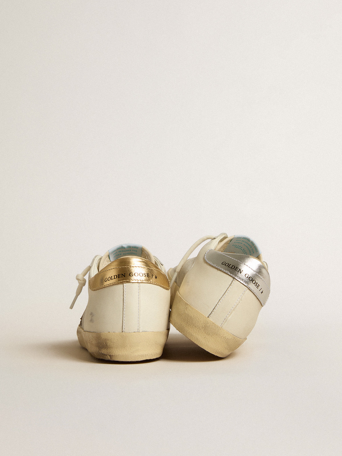 Super-Star in white leather and suede with silver and gold leather star| Golden Goose