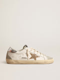 Super-Star with gold glitter star and ice-gray suede inserts| Golden Goose