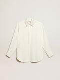 Shirt in vintage white with jacquard design and embroidery| Golden Goose