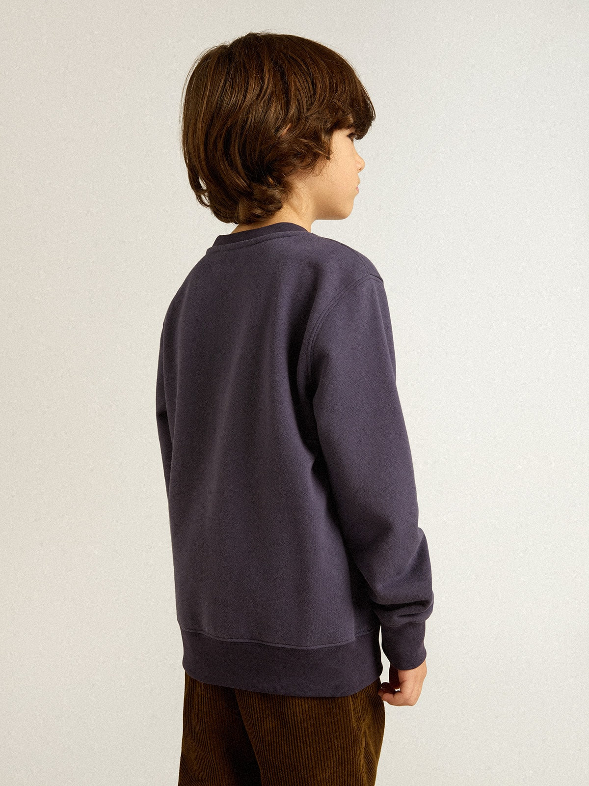 Blue-violet sweatshirt with Golden Goose lettering on the front| Golden Goose