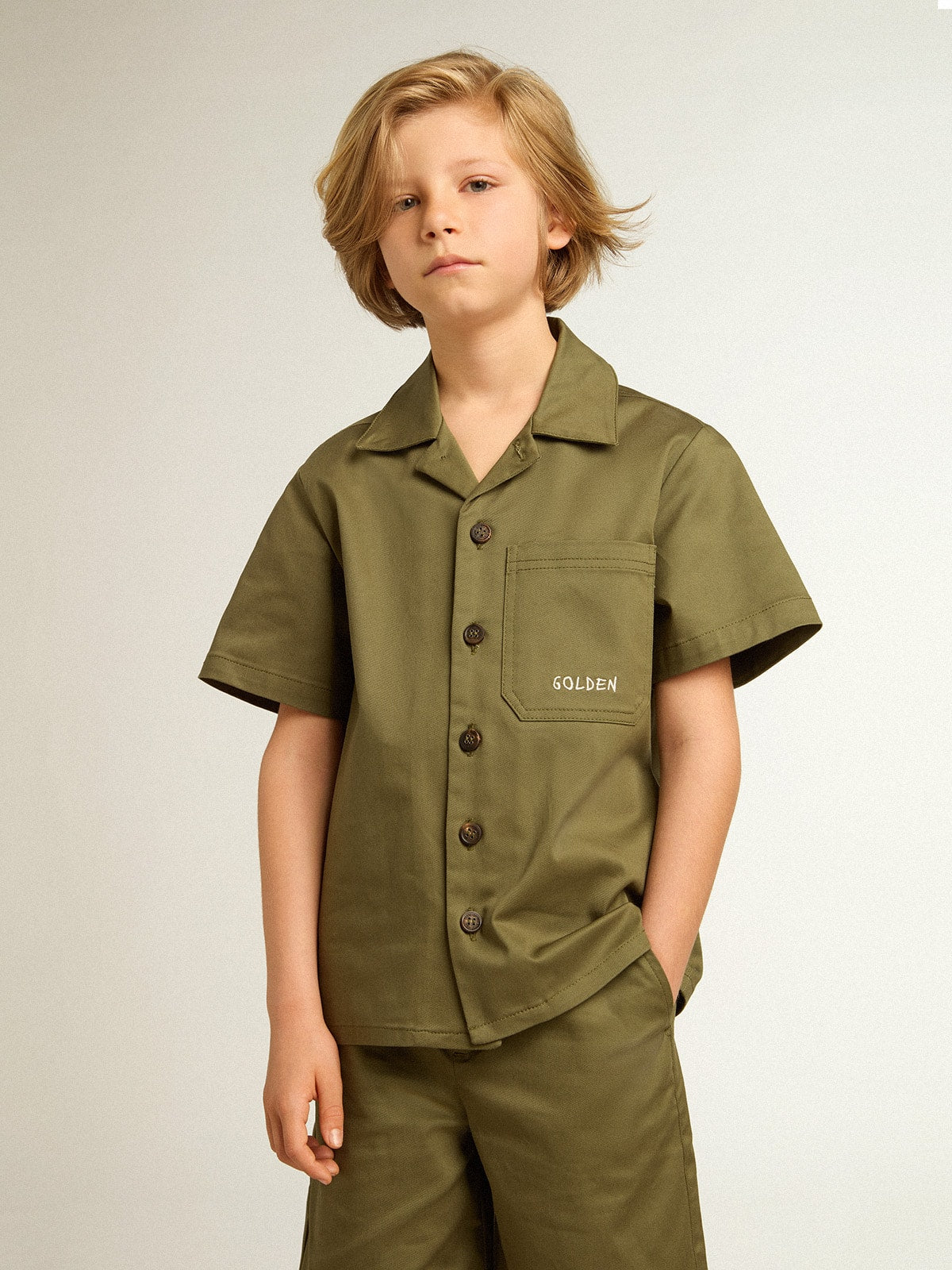 Boys' military-green shirt| Golden Goose