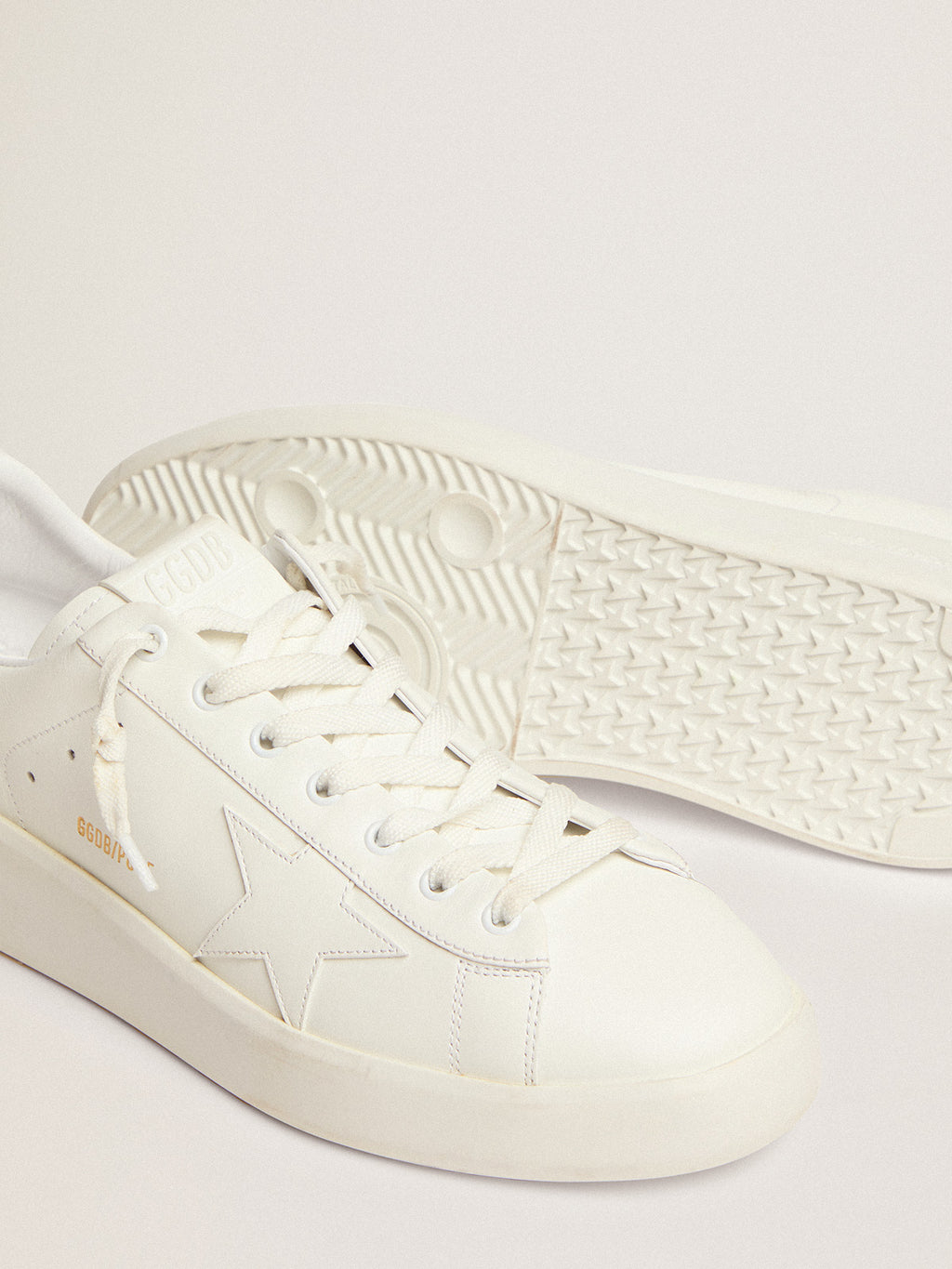 Men's Purestar in white leather with tone-on-tone star| Golden Goose