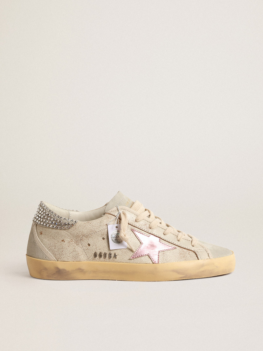 Super-Star LTD in ecru with Swarovski crystal heel tab| Golden Goose