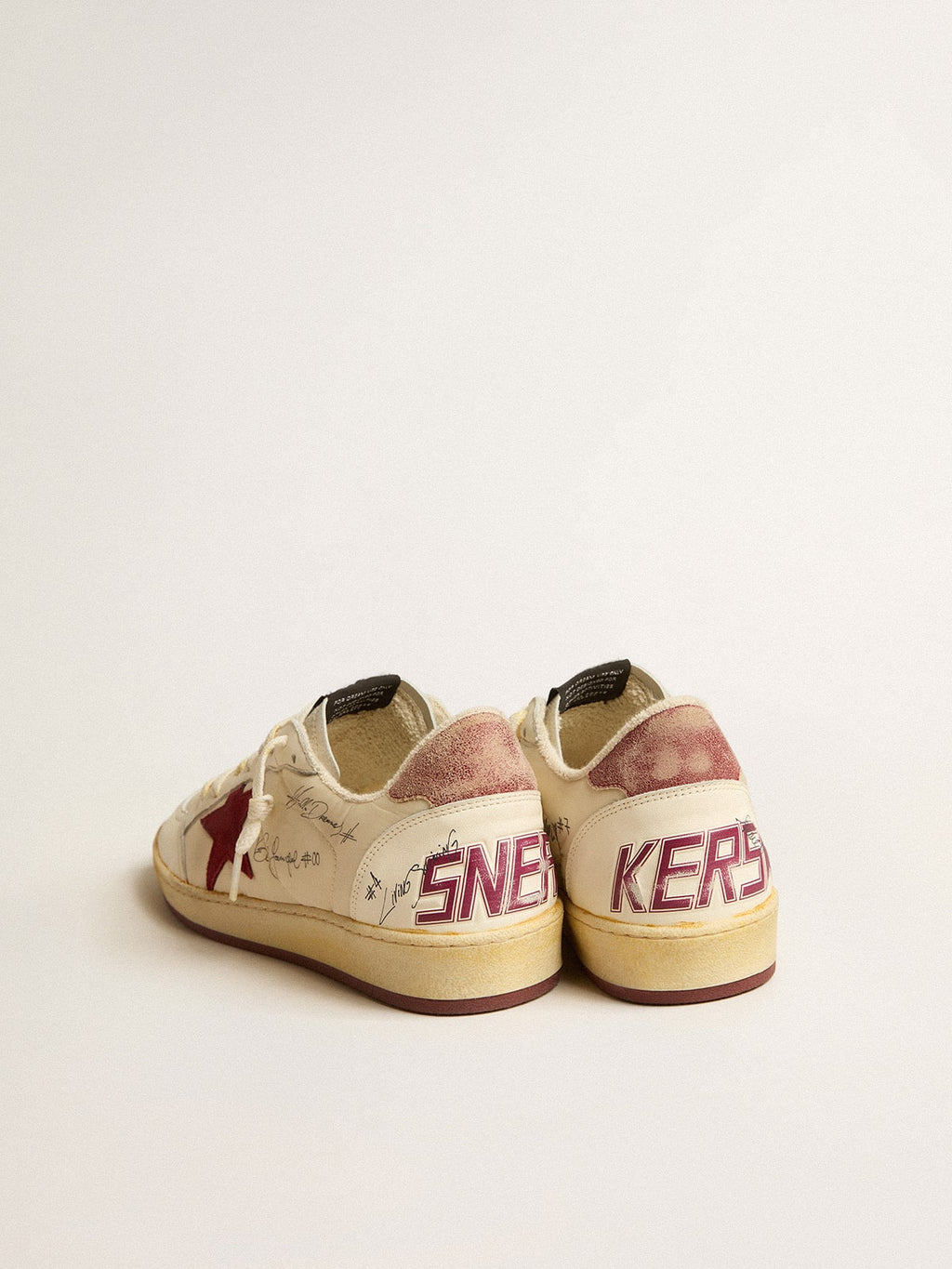 Men's Ball Star LTD in nylon with pomegranate suede star and leather heel tab| Golden Goose