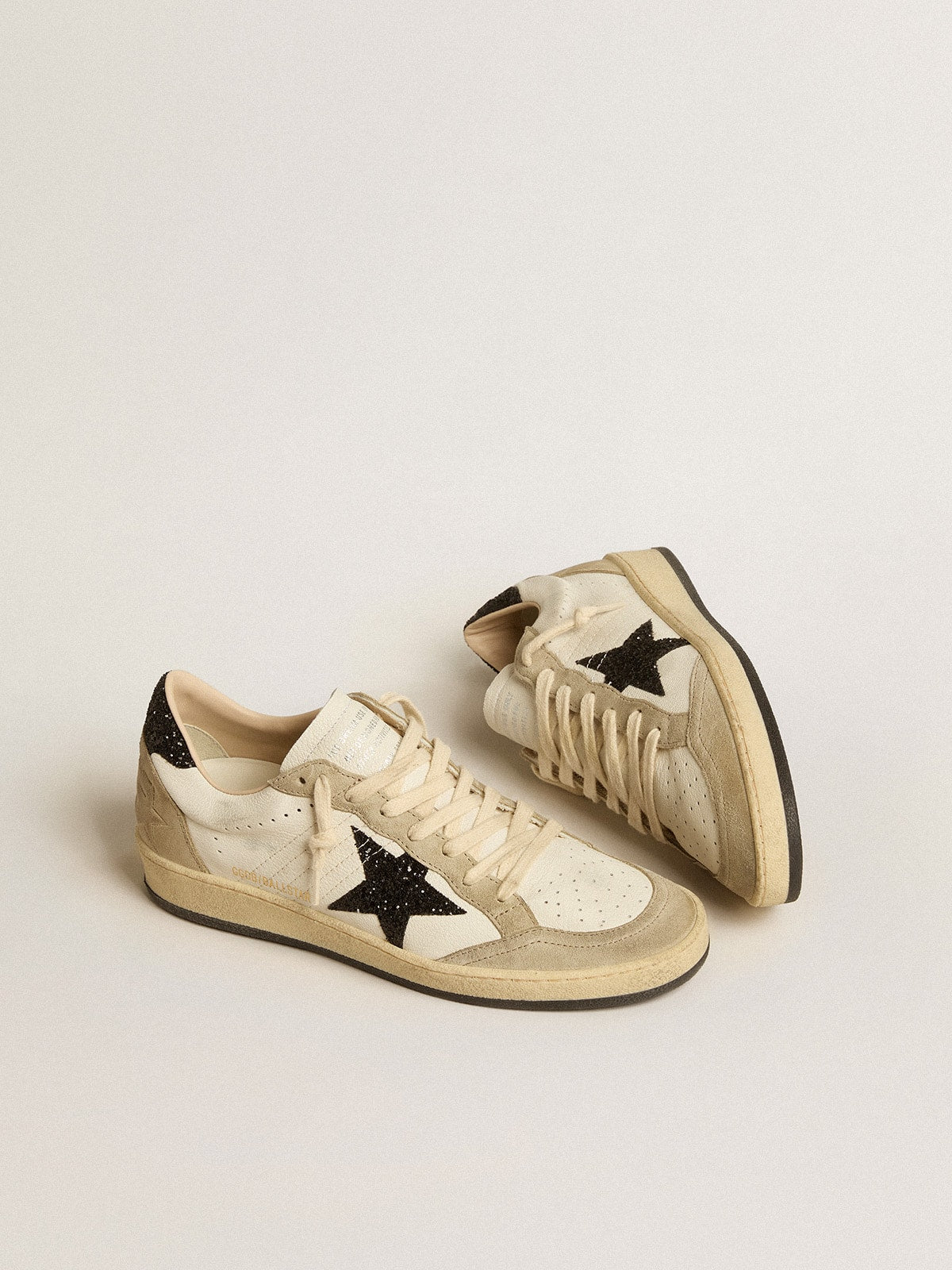 Ball Star in nappa and suede with black glitter star and heel tab| Golden Goose