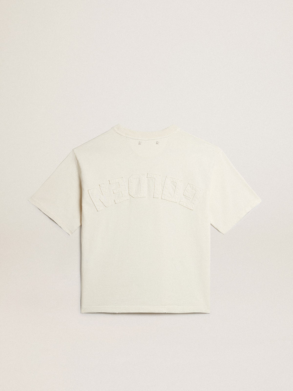 T-shirt in aged white with reverse logo on the back - Jersey Capsule| Golden Goose