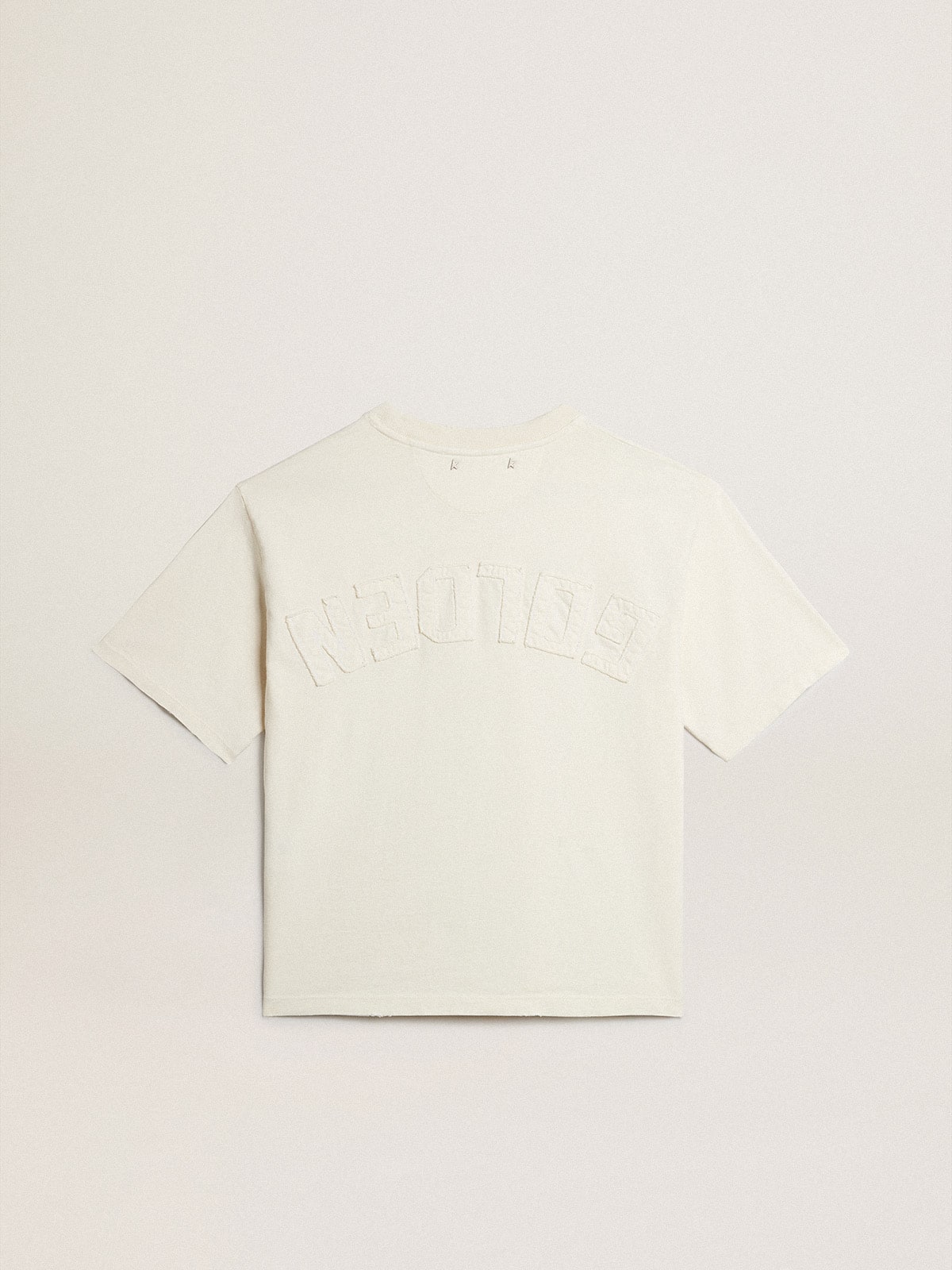 T-shirt in aged white with reverse logo on the back - Jersey Capsule| Golden Goose