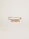 Pin in antique gold color with drop Golden lettering| Golden Goose