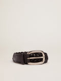 Women's black leather belt| Golden Goose