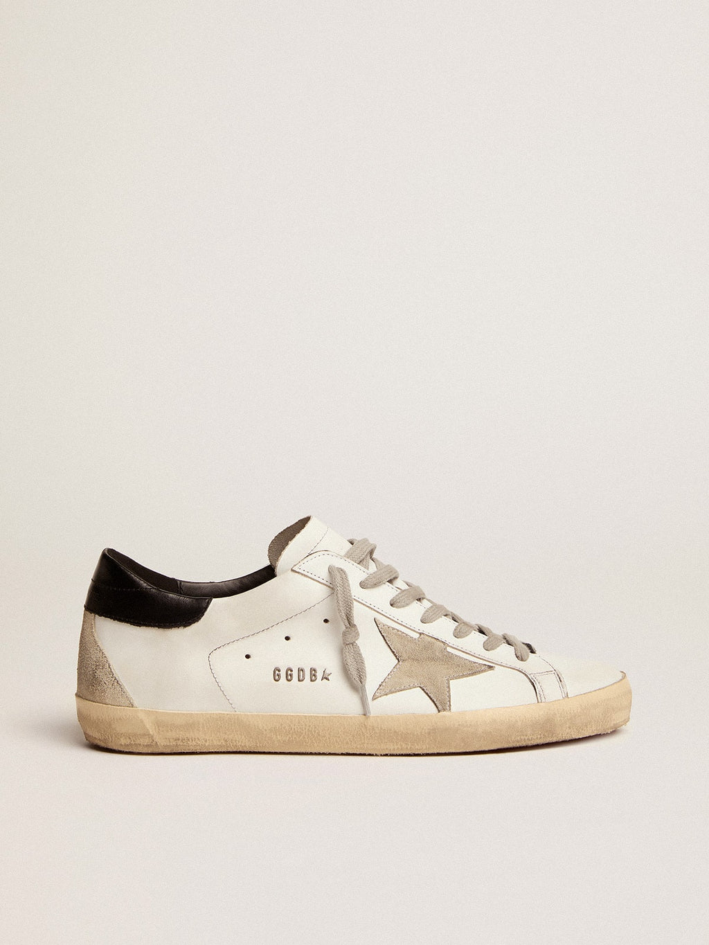 Men's Super-Star with black heel tab and metal stud lettering| Golden Goose