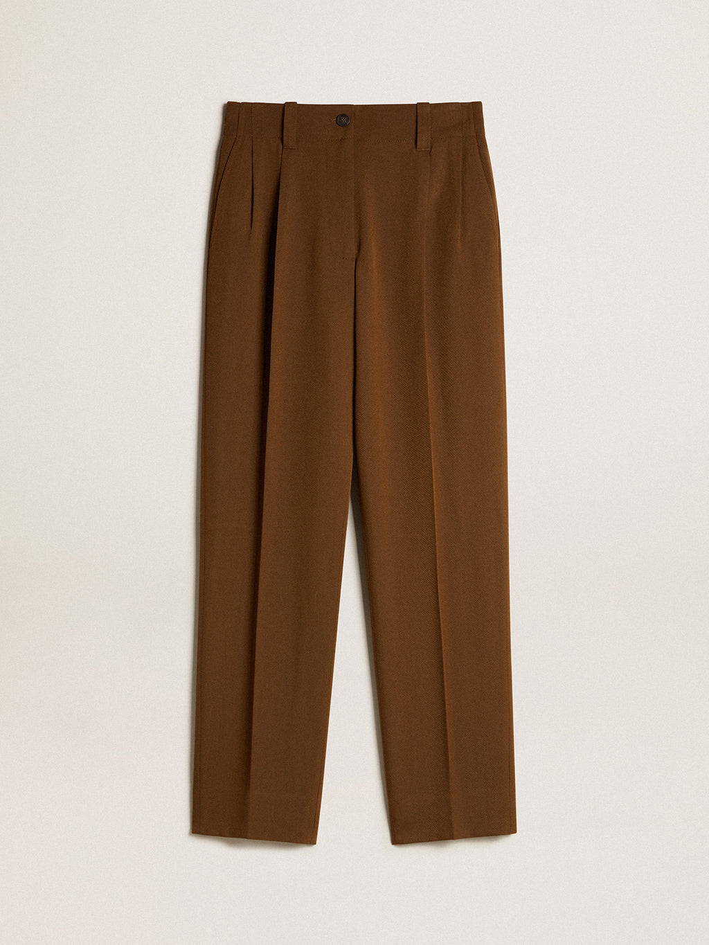 Beech-colored pants in wool and viscose blend| Golden Goose
