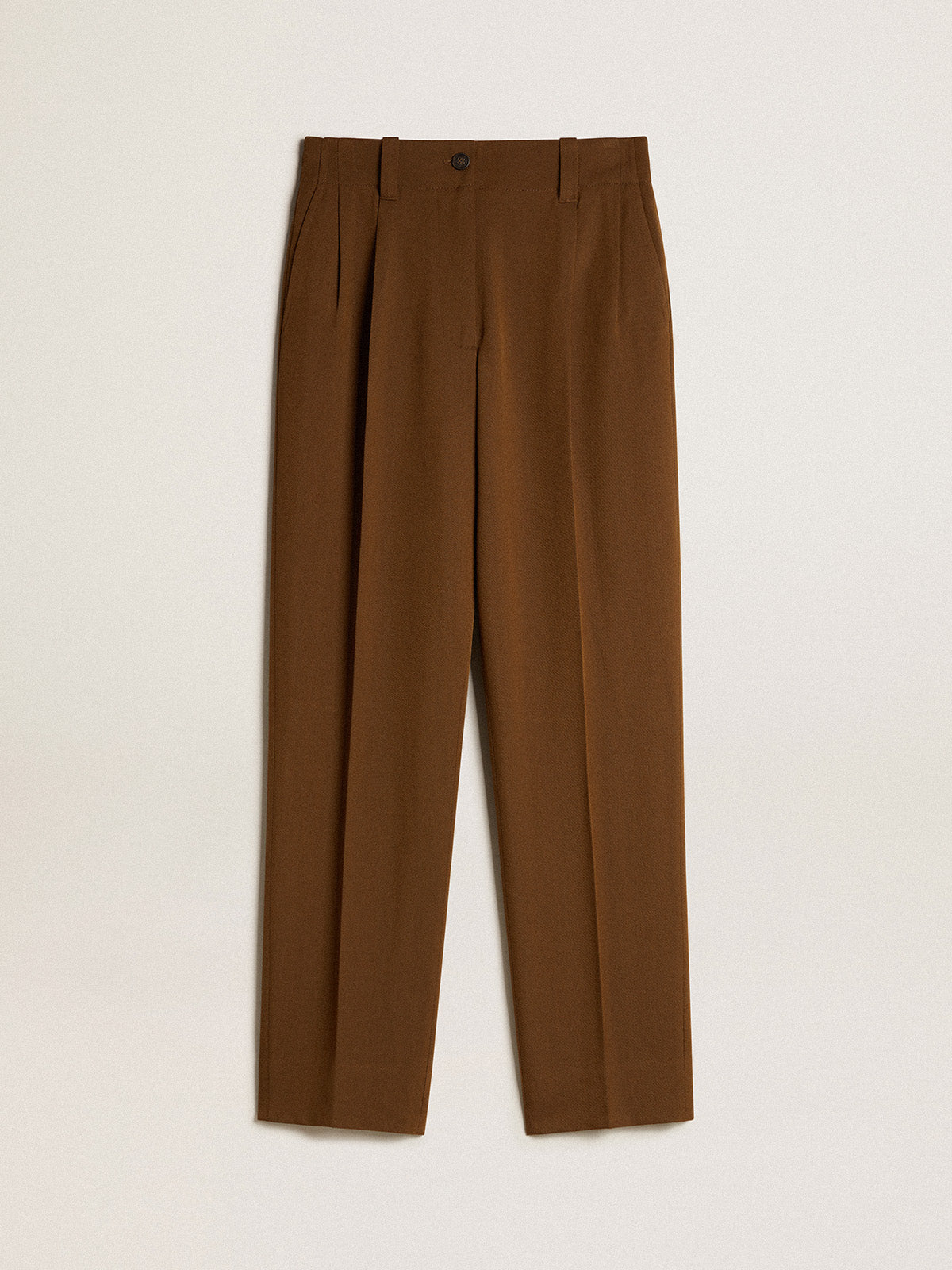 Beech-colored pants in wool and viscose blend| Golden Goose