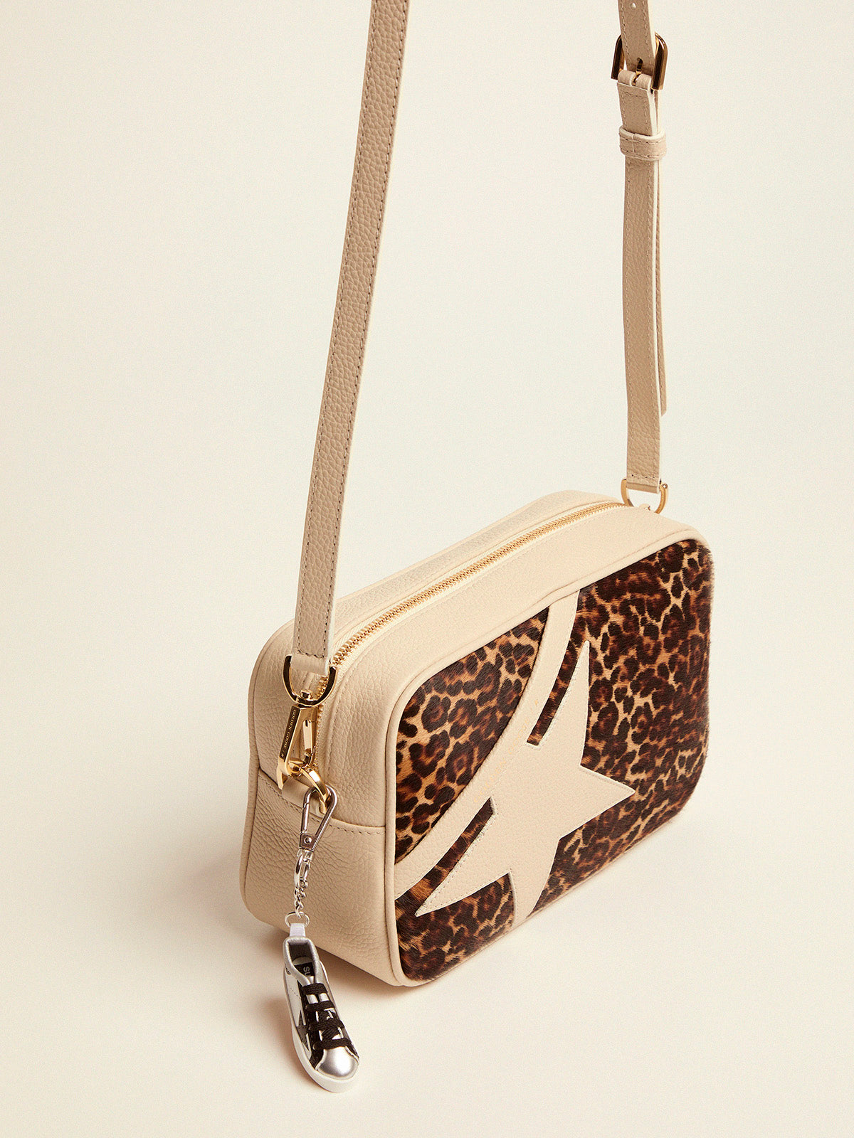 Off-white Star Bag with leopard-print pony skin insert| Golden Goose