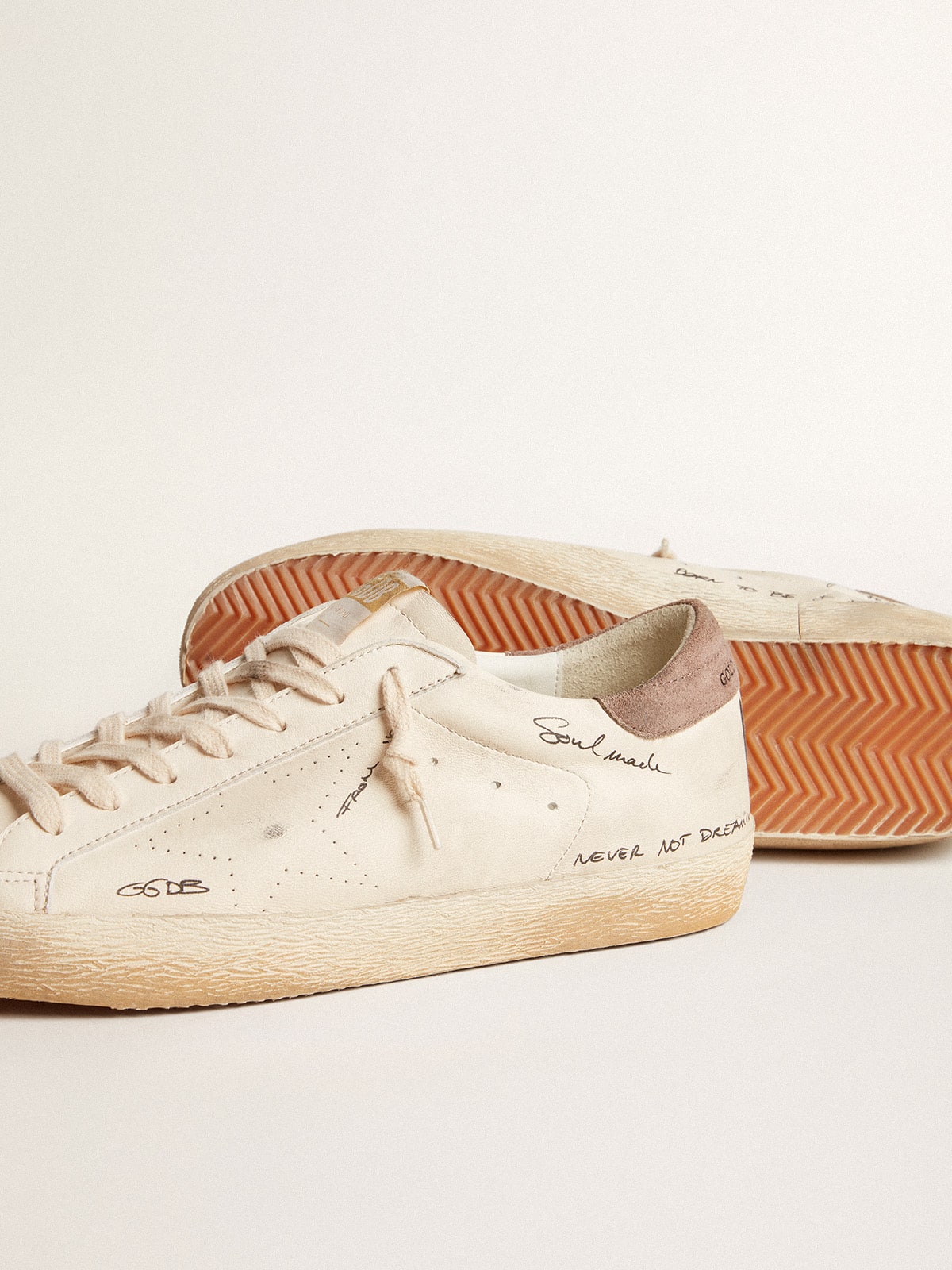 Men's Super-Star in nappa leather with perforated star and suede heel tab| Golden Goose