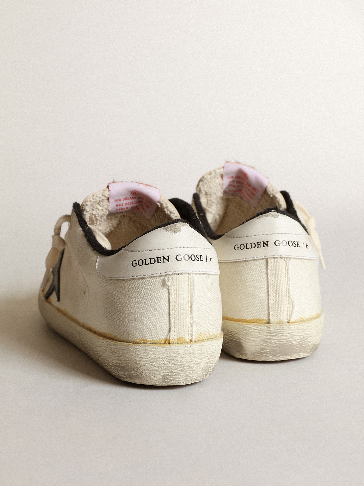 Men's Super-Star LTD in beige canvas with black star| Golden Goose