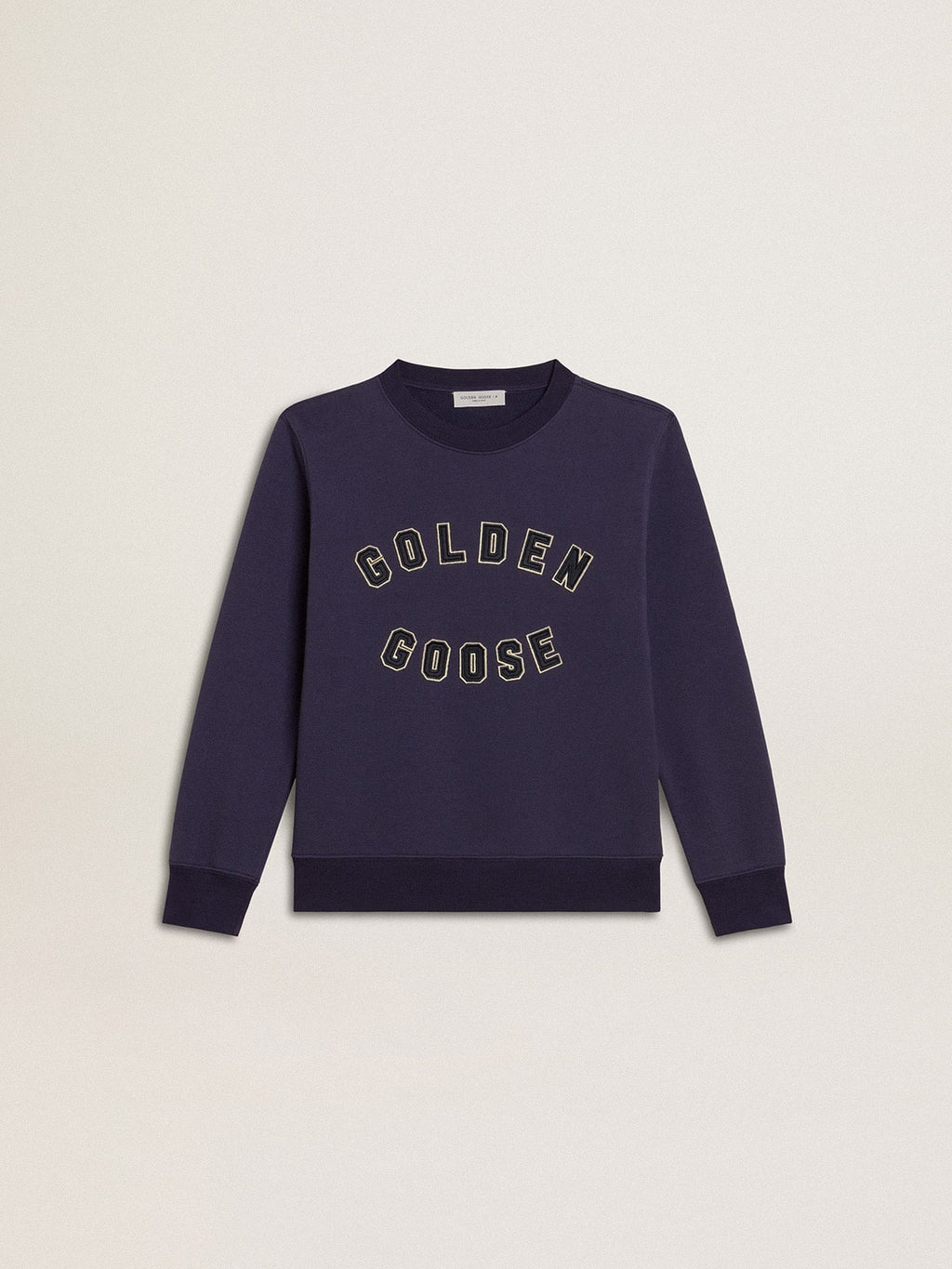 Blue-violet sweatshirt with Golden Goose lettering on the front| Golden Goose