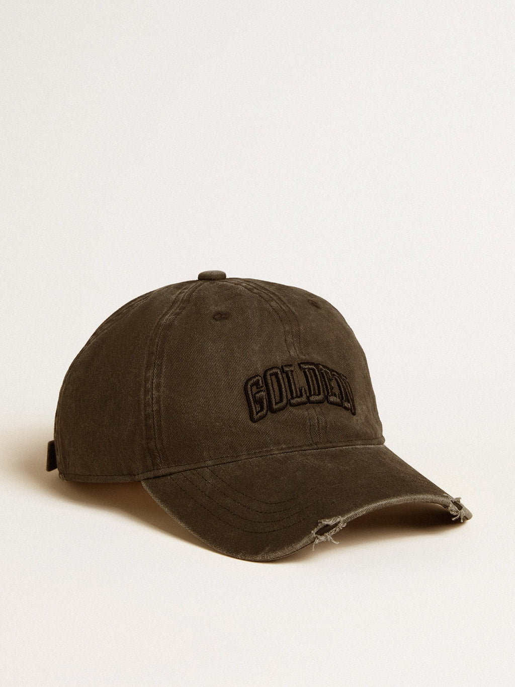 Gray distressed baseball cap with embroidery| Golden Goose
