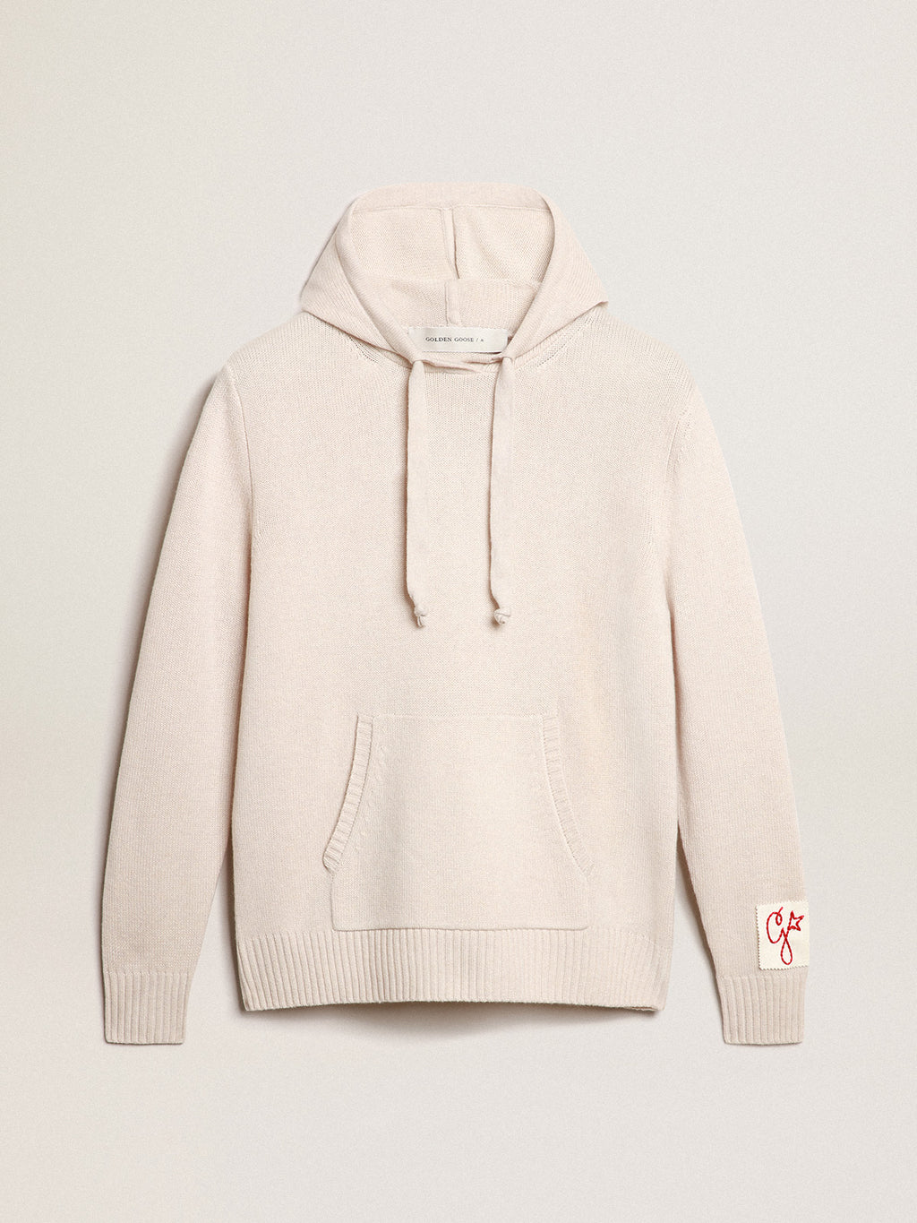 Women's white cashmere blend sweatshirt with hood| Golden Goose