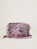 Lilac hammered leather Star Bag with tone-on-tone leather star and black all-over graffiti print| Golden Goose