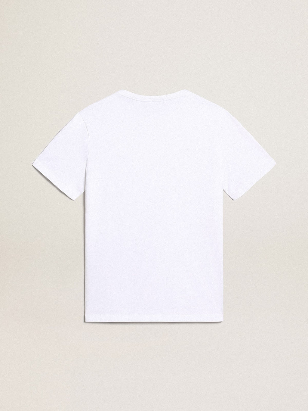 White T-shirt with contrasting black logo on the front| Golden Goose