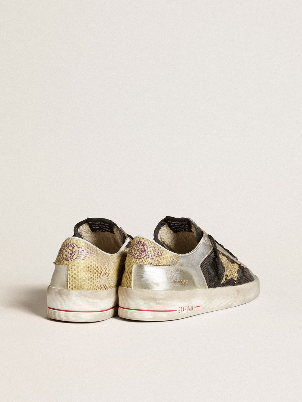 Stardan LAB in silver leather and mesh with golden star and heel tab| Golden Goose